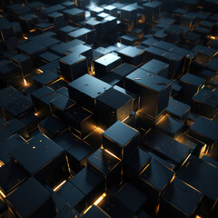 Abstract background, black cubes. Background for the site. AI generative.