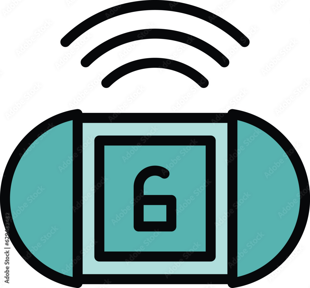 Aufkleber car alarm sensor icon outline vector. auto system. remote chain color flat