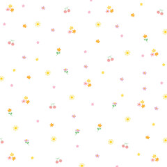 Little flowers background, floral summer print, pastel wallpaper, cute fabric and garment pattern, phone case, backdrop, logo, garden and nature, icon, banner, frame, social media post, poster, etc.