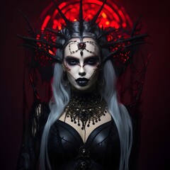 portrait of girl in halloween vampire style