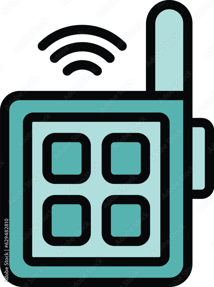 Poster lock auto key icon outline vector. auto control. car system color flat