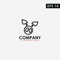 Line Of Pig Logo Design. Pig Logo Template. Modern Design. Flat Logo. Vector Illustration
