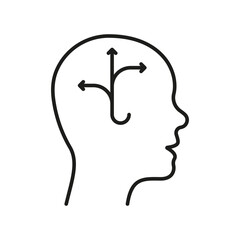Opportunity Line Icon. Idea for Career Development in Human Head Linear Pictogram. Psychological Cognition Outline Sign. Intellectual Process Symbol. Editable Stroke. Isolated Vector Illustration