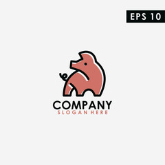 Pig Logo Design. Pig Logo Template. Modern Design. Flat Logo. Vector Illustration