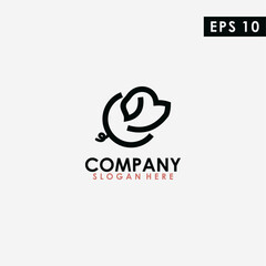 Line Of Pig Logo Design. Pig Logo Template. Modern Design. Flat Logo. Vector Illustration