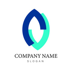 Geometric logo vector in blue turquoise color. Can be used for medical and pharmaceutical companies, laboratories. As well as for banking institutions and financial companies