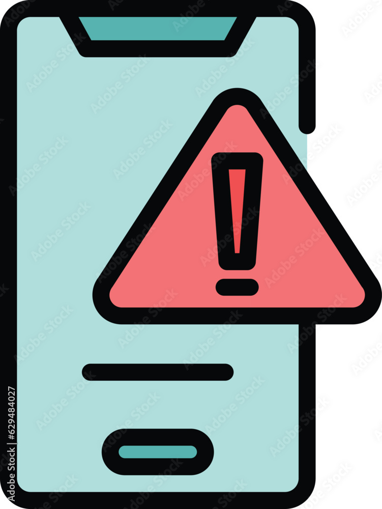 Poster smartphone car control icon outline vector. alarm key. auto remote color flat