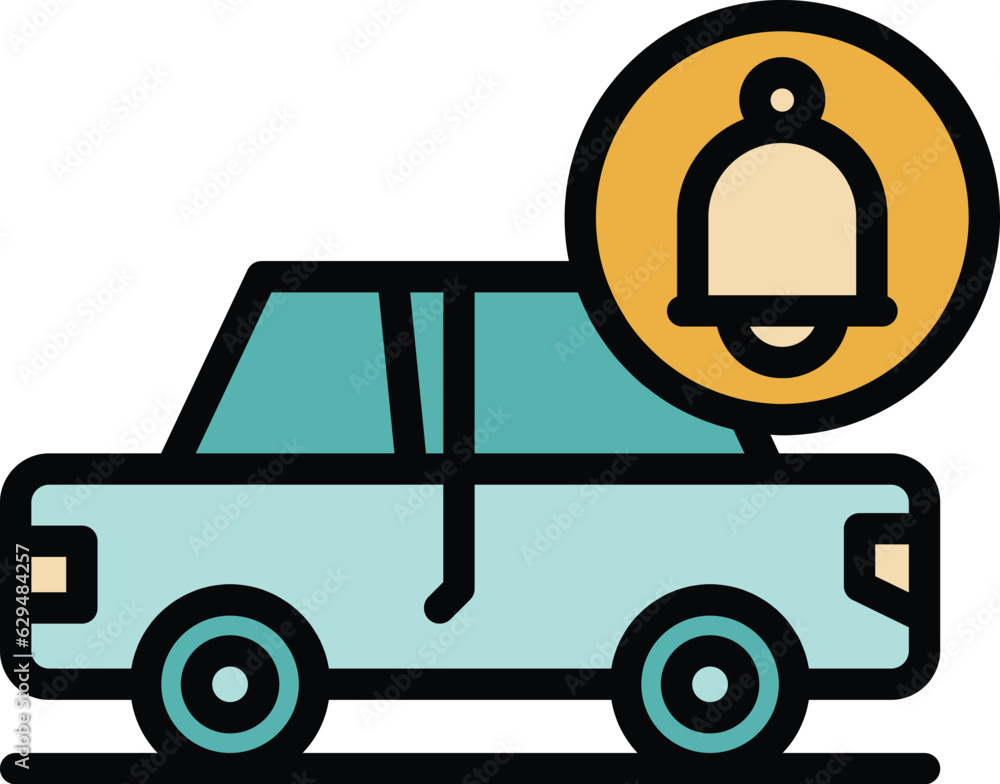 Poster car access icon outline vector. alarm key. auto remote color flat