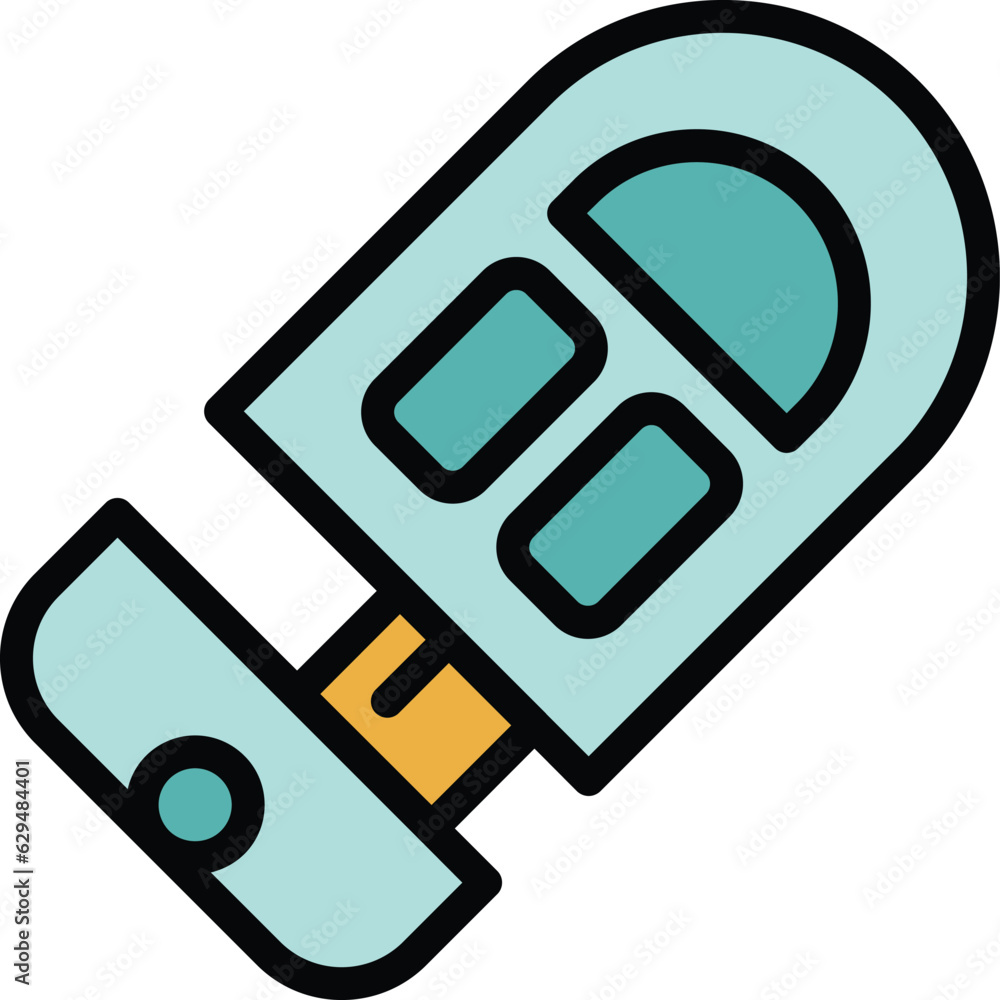 Poster unlock car key icon outline vector. alarm system. chain control color flat