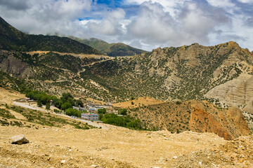 Breathtaking Landscape of Upper Mustang Desert Landscape alongside Kaligandaki River in Nepal