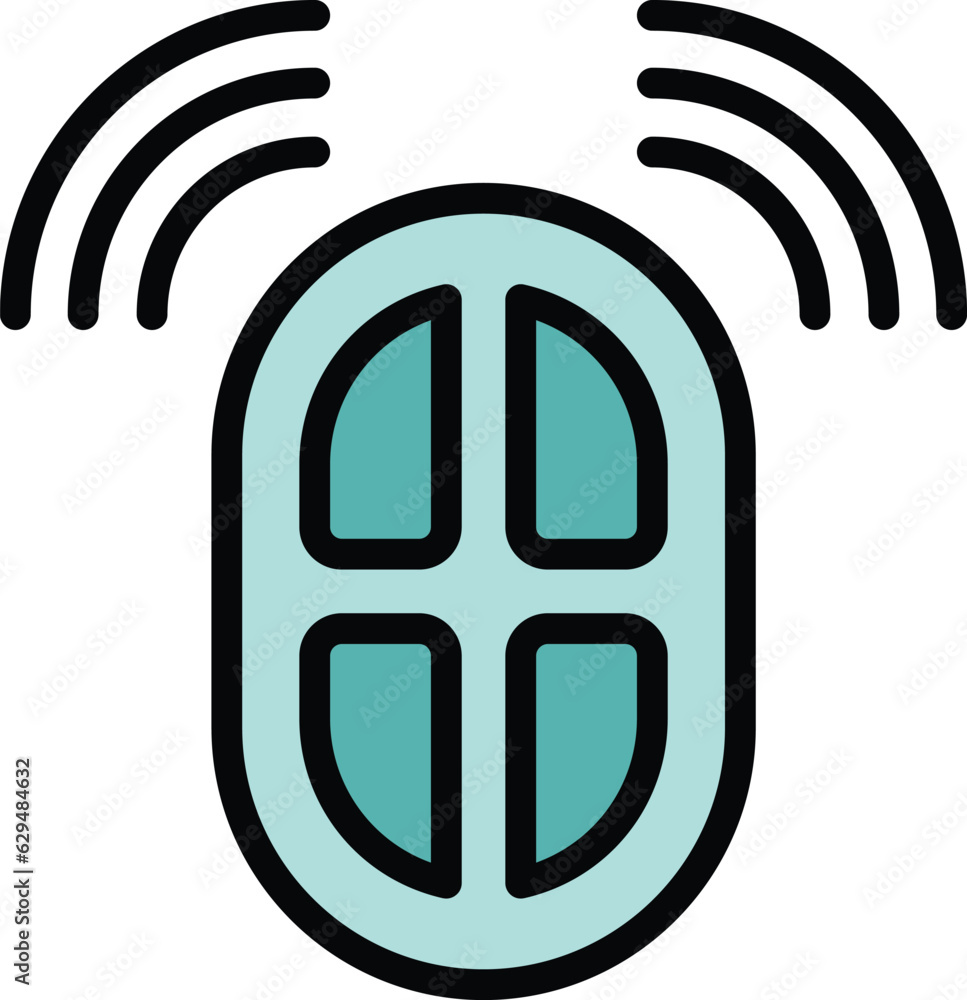 Poster button car remote control icon outline vector. alarm key. auto system color flat