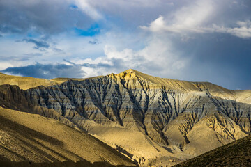 Beautiful Sunset in the Desert of Tibetan Influenced Upper Mustang in the HImalayas of Nepal