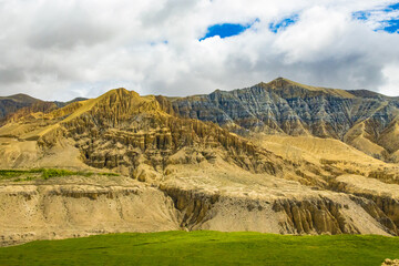 Breathtaking Landscape of Upper Mustang Desert Landscape alongside Kaligandaki River in Nepal