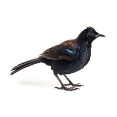 Great-tailed grackle bird isolated on white. Generative AI
