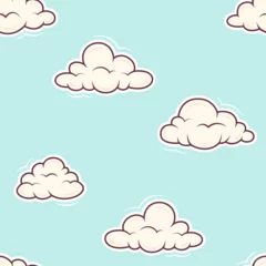 Behangcirkel Cute clouds pattern concept. Vector illustration on blue background © Kvetka.design