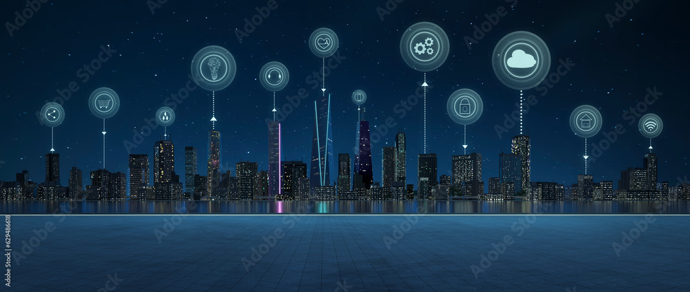 Aufkleber 3d render networks and augmented reality concept