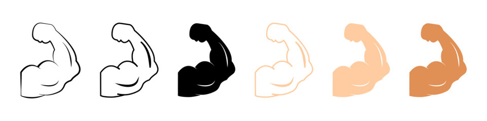 Arm muscle. Flex strong. Strong emoji line icon. Vector illustration - obrazy, fototapety, plakaty