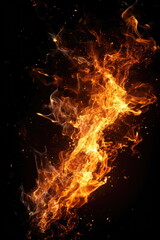 fire and spark on black background