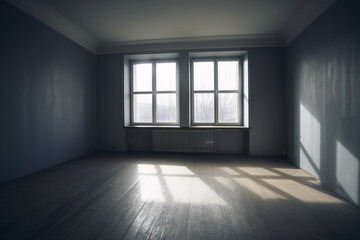 Empty room with window light generative AI