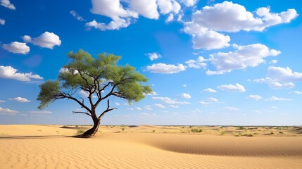 Tree in the desert made with AI generative technology