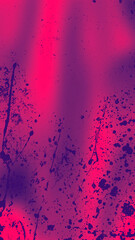 Abstract dirty grunge pink and purple grain texture with paint splashes background, dirt distressed overlay for vintage style. ink dust frame 9:16