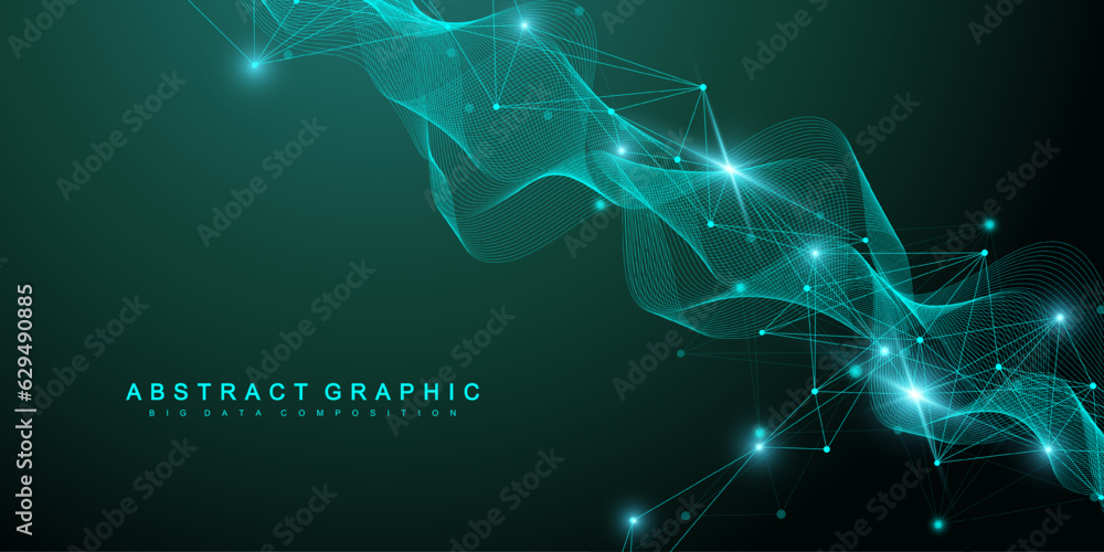 Aufkleber Global network connection banner design template. Header social network communication in the global business concept. Big data visualization. Internet technology. Vector illustration