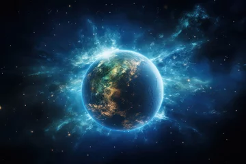 Photo sur Plexiglas Pleine Lune arbre Planet earth in space, space research. AI generative.