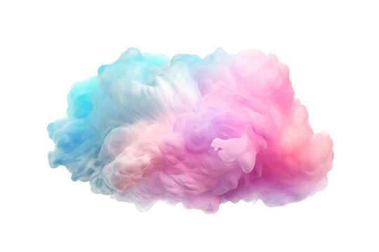 Multicolor cloud isolated on transparent background cutout , generative ai