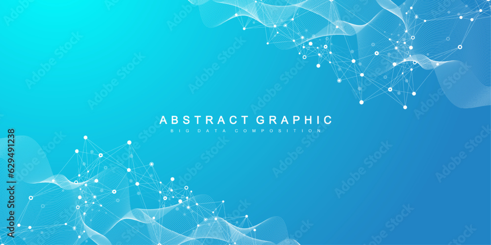 Poster Global network connection banner design template. Header social network communication in the global business concept. Big data visualization. Internet technology. Vector illustration