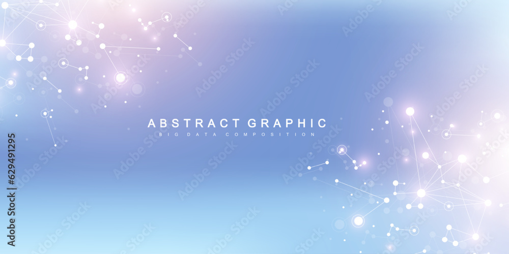 Fototapete Global network connection banner design template. Header social network communication in the global business concept. Big data visualization. Internet technology. Vector illustration