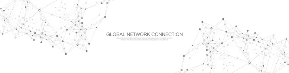Global network connection banner design template. Header social network communication in the global business concept. Big data visualization. Internet technology. Vector illustration