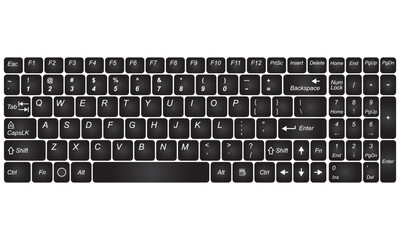 Computer keyboard isolated on a white background. Vector illustration.