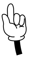 Hand gesture, pointing up showing way, vector