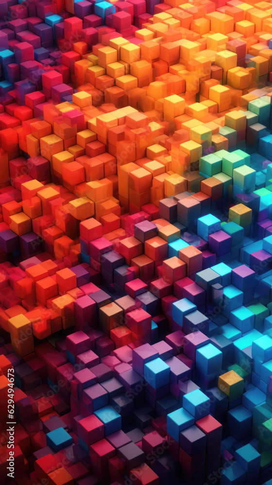 Poster abstract background with colorful glowing cubes.