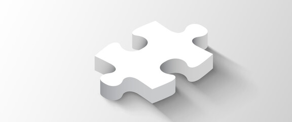 3d white jigsaw puzzle. Minimalistic design.