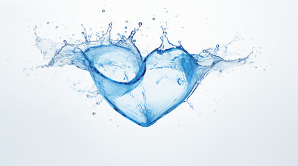Fototapeta na wymiar Water splash heart over white background