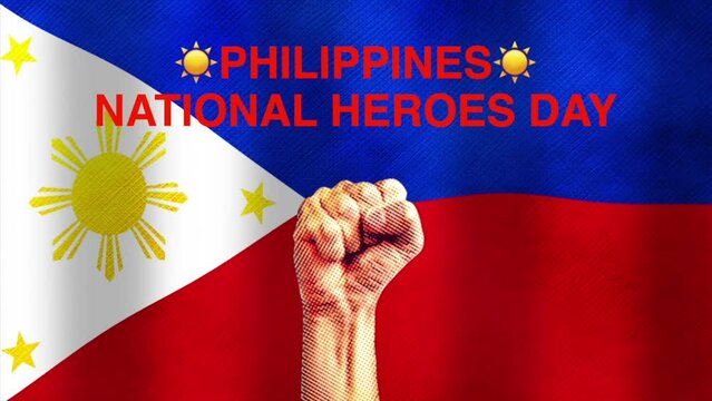 Animation video about philippines national heroes day with flag ,text, and motion blur effect