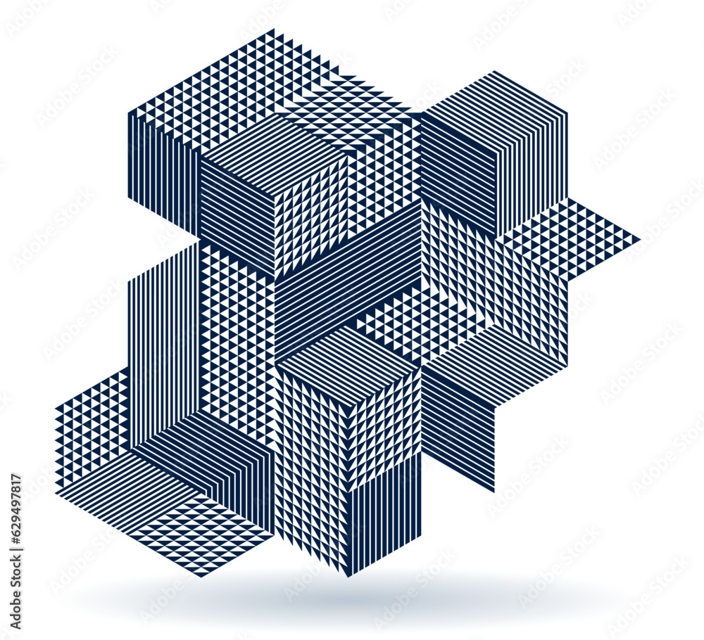 Poster abstract vector geometric background created with 3d cubes and shapes in isometric perspective, abst