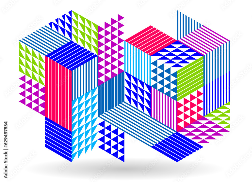 Canvas Prints 3d isometric cubic design vector geometric abstract background, modern city abstraction theme, const