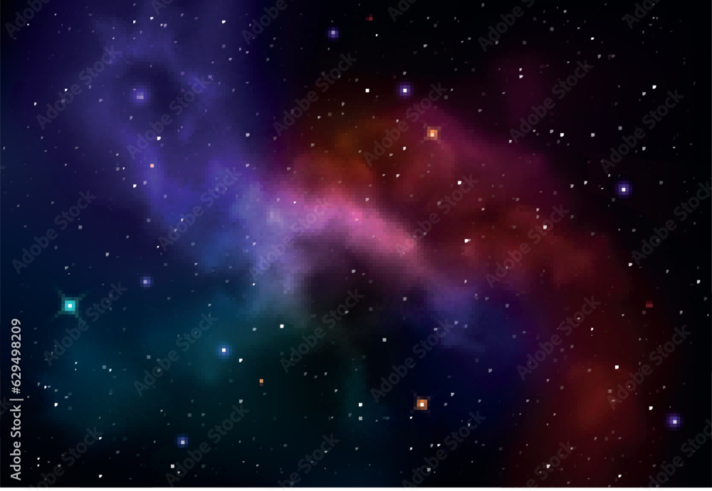 Wall mural vector colorful abstract universe backgroud with galaxies and glowing stars