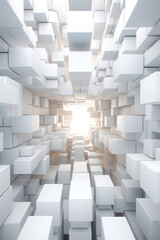 Abstract vertical background, white cubes. Background for the site, application. AI generative.
