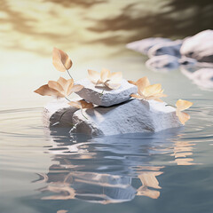 Twig in stones on the lake
