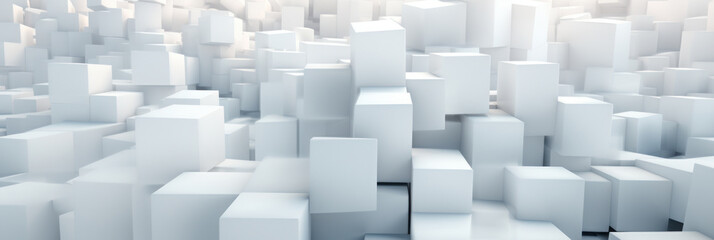 Banner. Abstract background, matte smooth white cubes. Background for the site. AI generative.