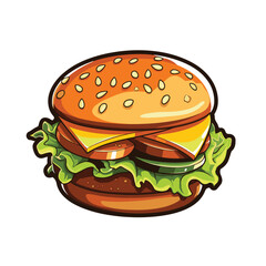 Big burger, hamburger hand drawn vector illustration sketch retro style