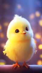 Cute, yellow chick. Generative AI.