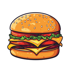 Big burger, hamburger hand drawn vector illustration sketch retro style