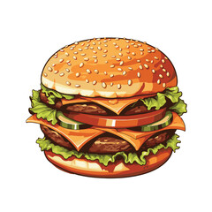 Big burger, hamburger hand drawn vector illustration sketch retro style