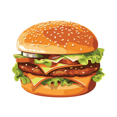 Big burger, hamburger hand drawn vector illustration sketch retro style