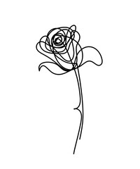 Abstract flower line drawing, isolated on white background	
