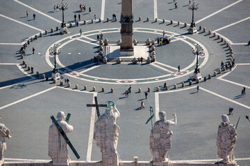 Aerial view on Saint Peter's Square from dome of Saint Peter's Basilica, Vatican, Rome, Italy